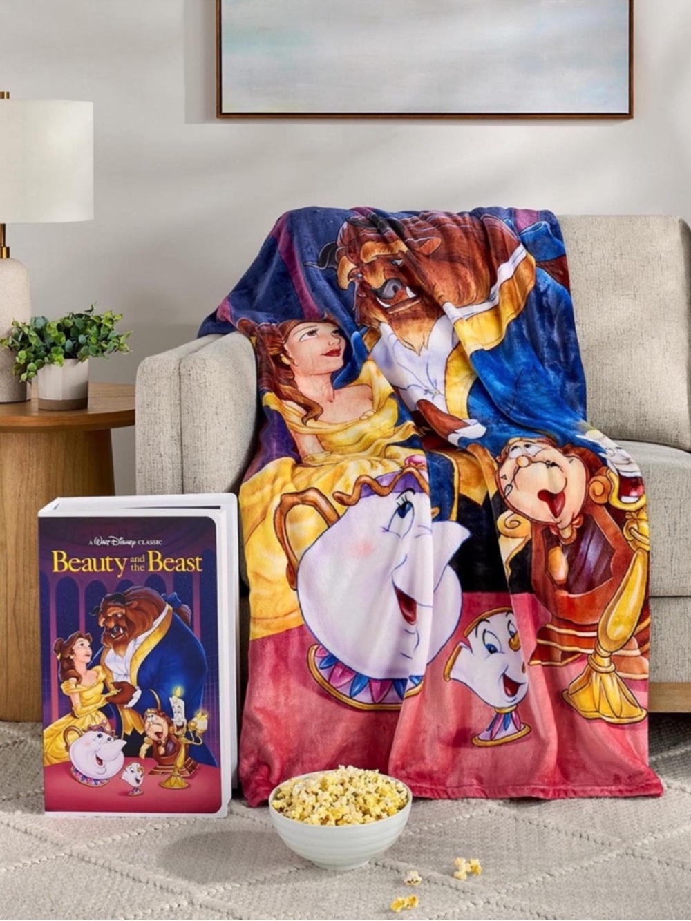Beauty and the Beast Disney Classic VHS Boxed Silk Touch Throw, Collectible